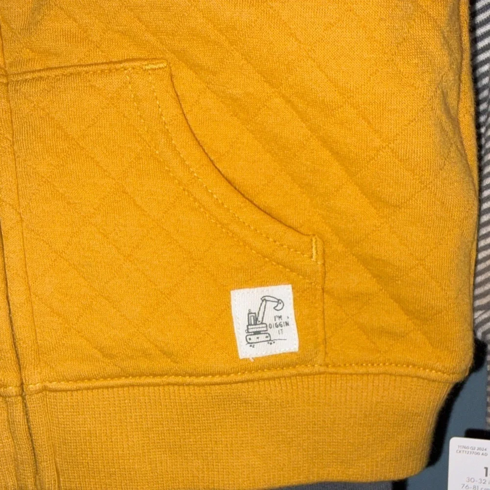 Carter's 3PC Set Yellow Quilted Vest with Striped Construction Outfit. Size 18 M - Picture 7 of 7